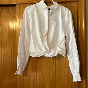 Lauren Ralph Lauren Twist Front Broadcloth Cropped Shirt Size 6 BNWT
